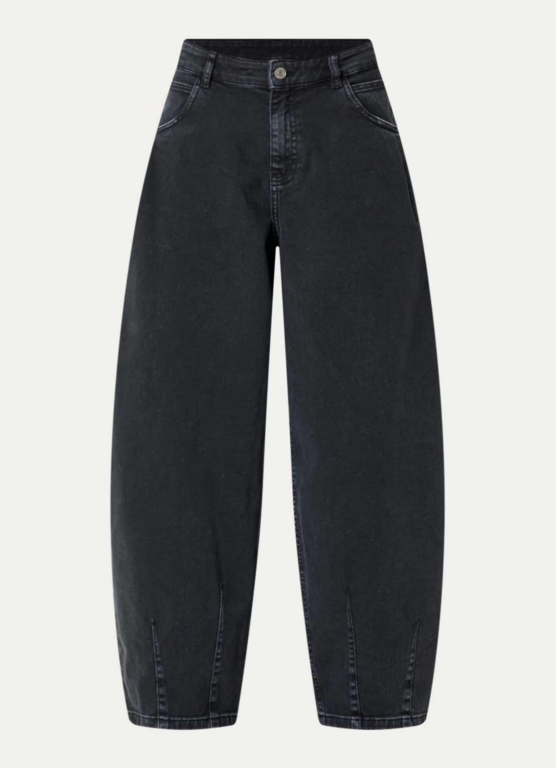 Stella Nova High waist barrel jeans met gekleurde  wassing - voorkant 4 antraciet