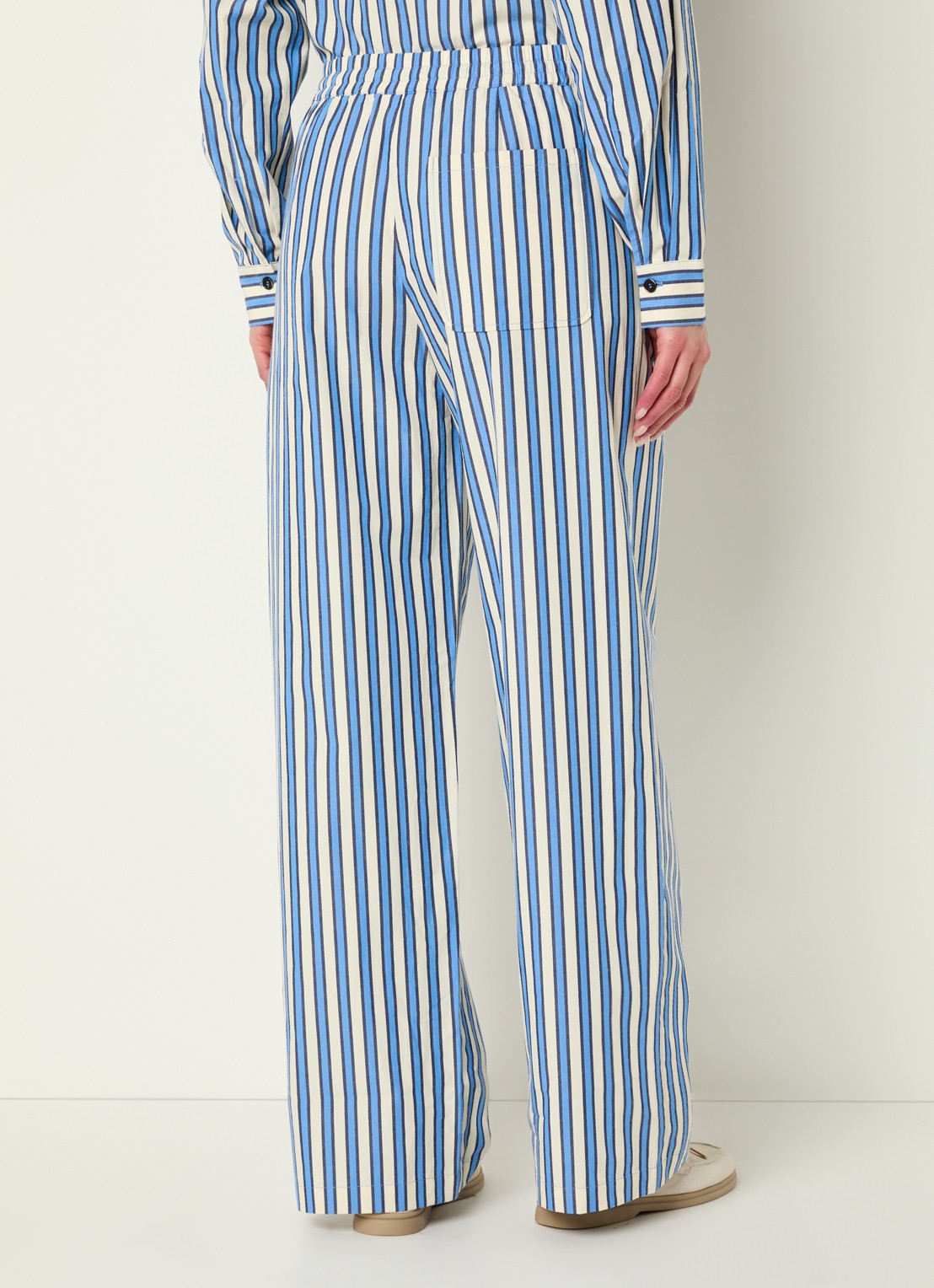 Stella Nova High waist loose fit broek met streepprint - achterkant blauw