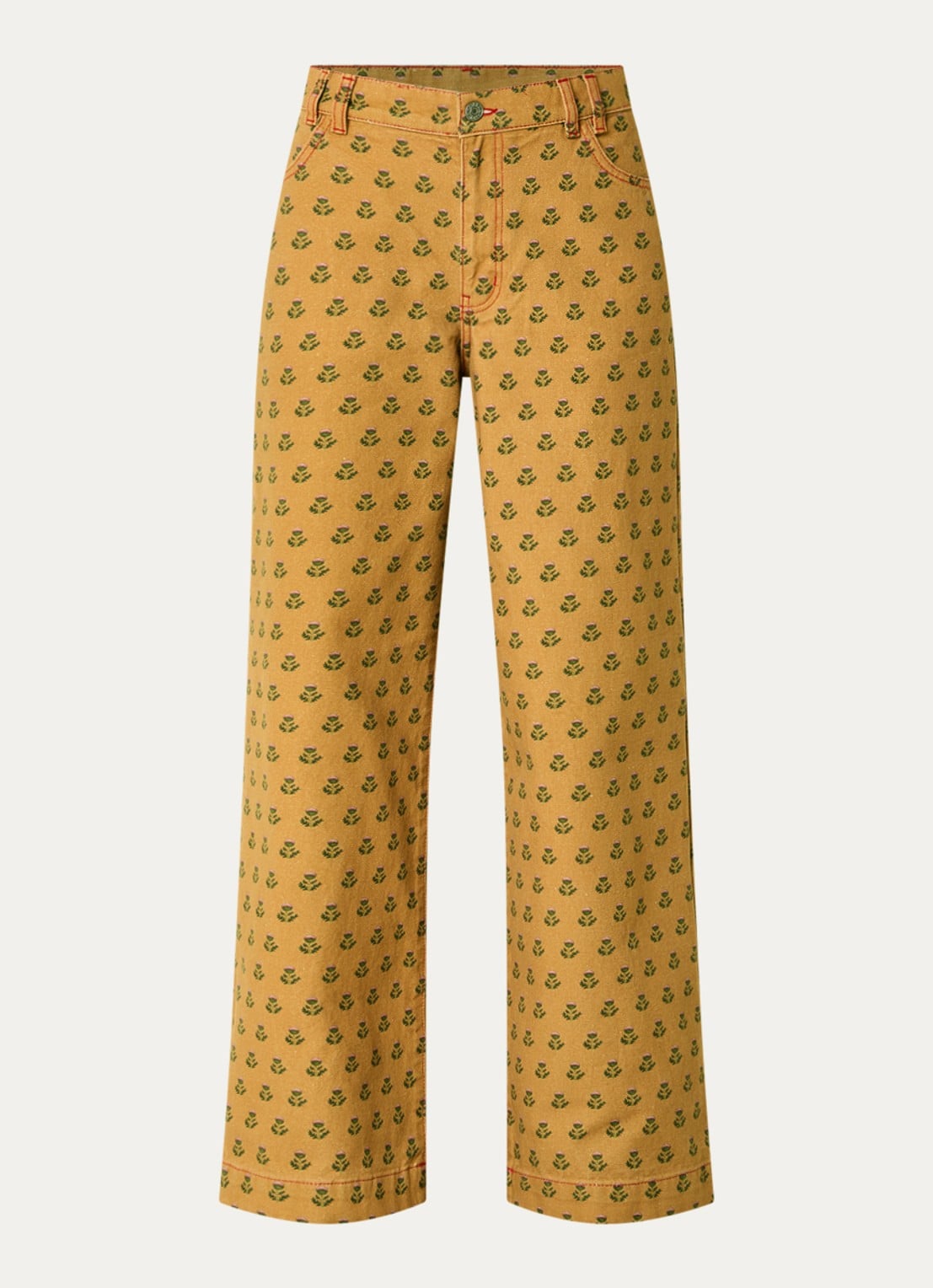 Stella Nova High waist wide fit broek met print - voorkant 2 camel