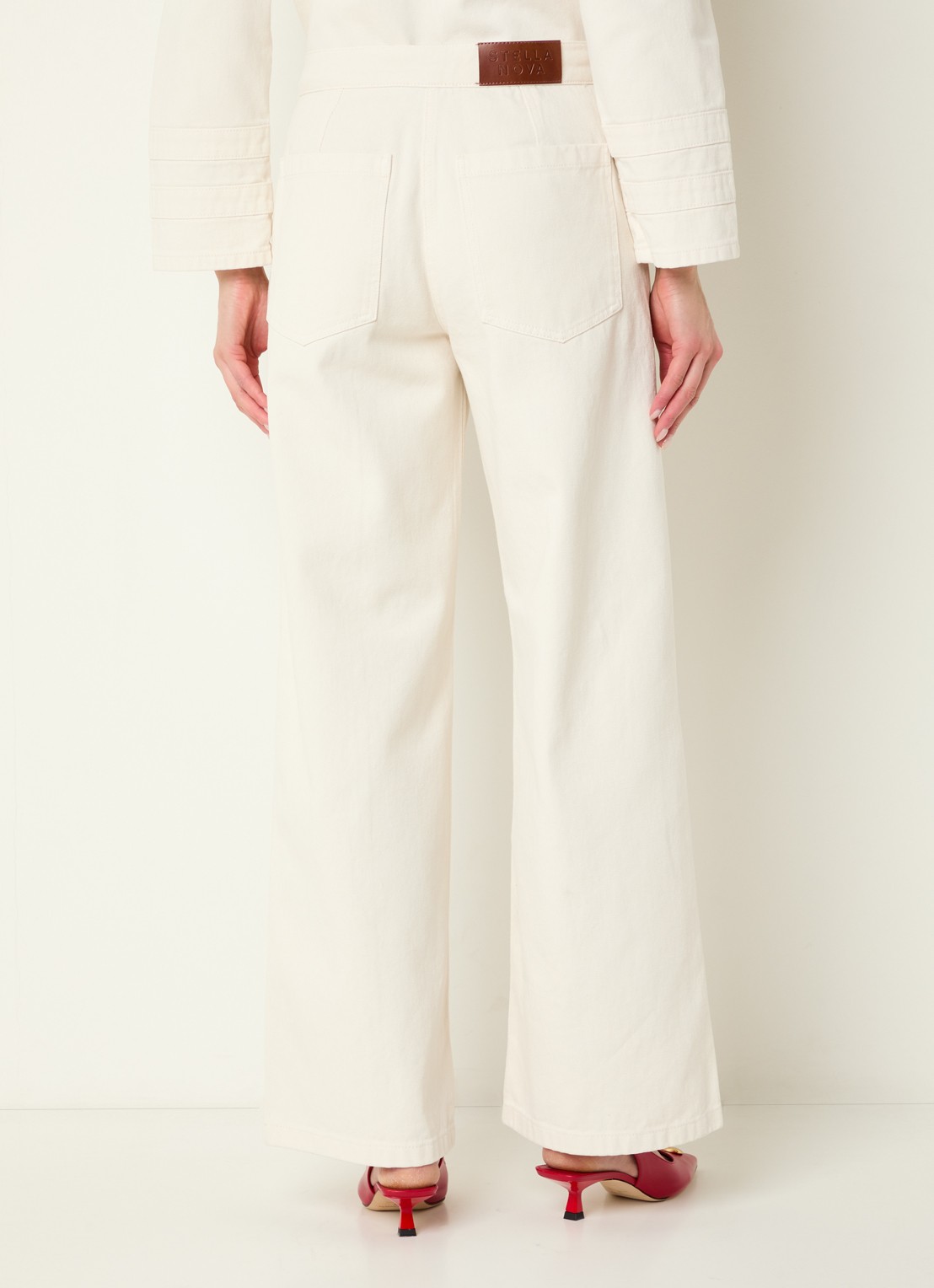 Stella Nova High waist wide leg jeans met gekleurde wassing - achterkant 4 gebroken wit