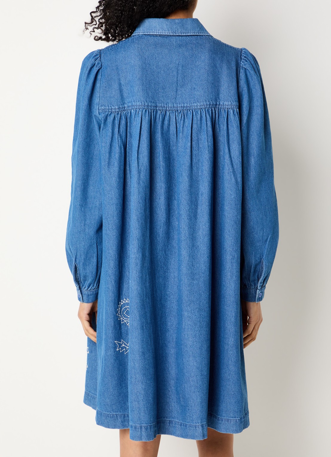 Stella Nova Midi jurk van chambray - achterkant indigo