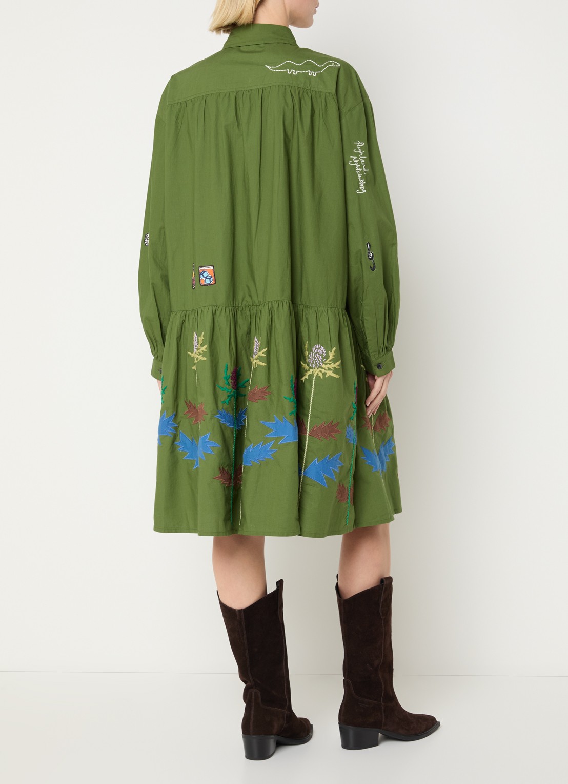 Stella Nova Midi tuniekjurk met print - achterkant groen