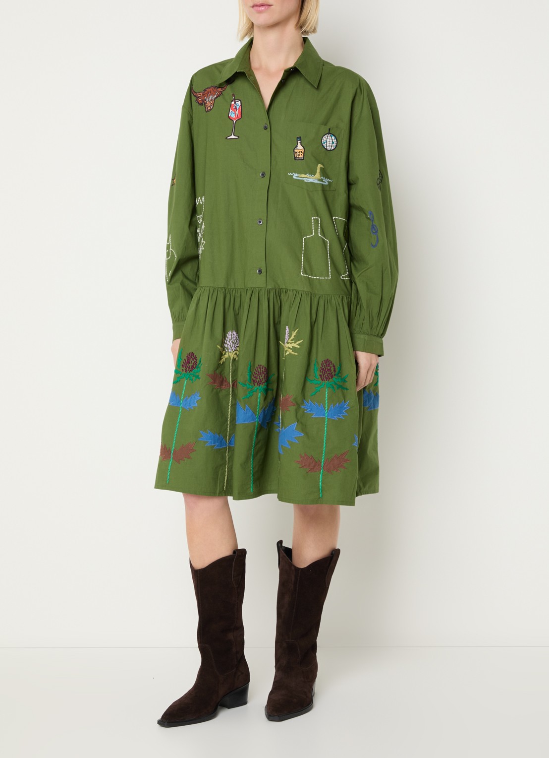 Stella Nova Midi tuniekjurk met print - detail 2 groen