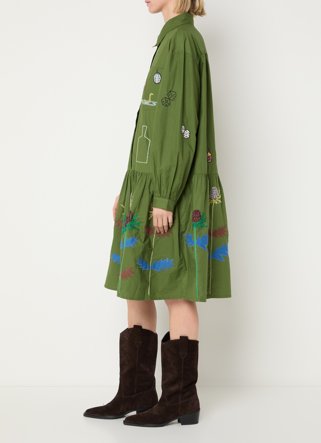 Stella Nova Midi tuniekjurk met print - voorkant 4 groen