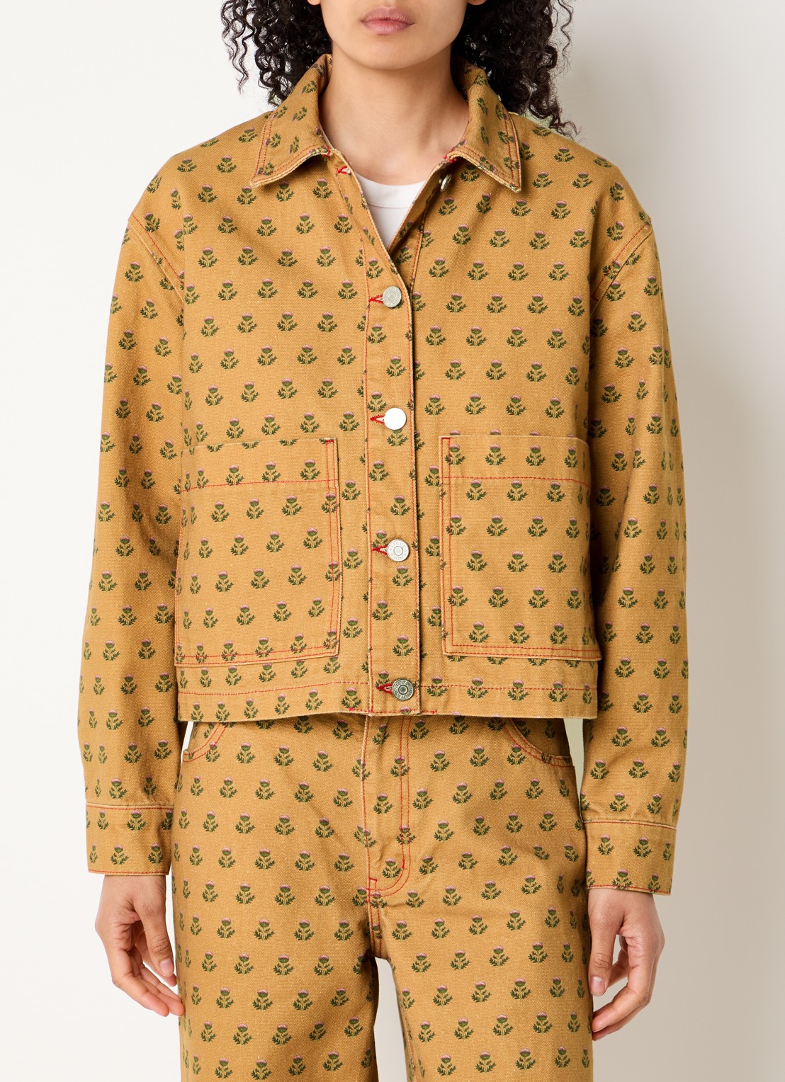 Stella Nova Overshirt met print - detail camel