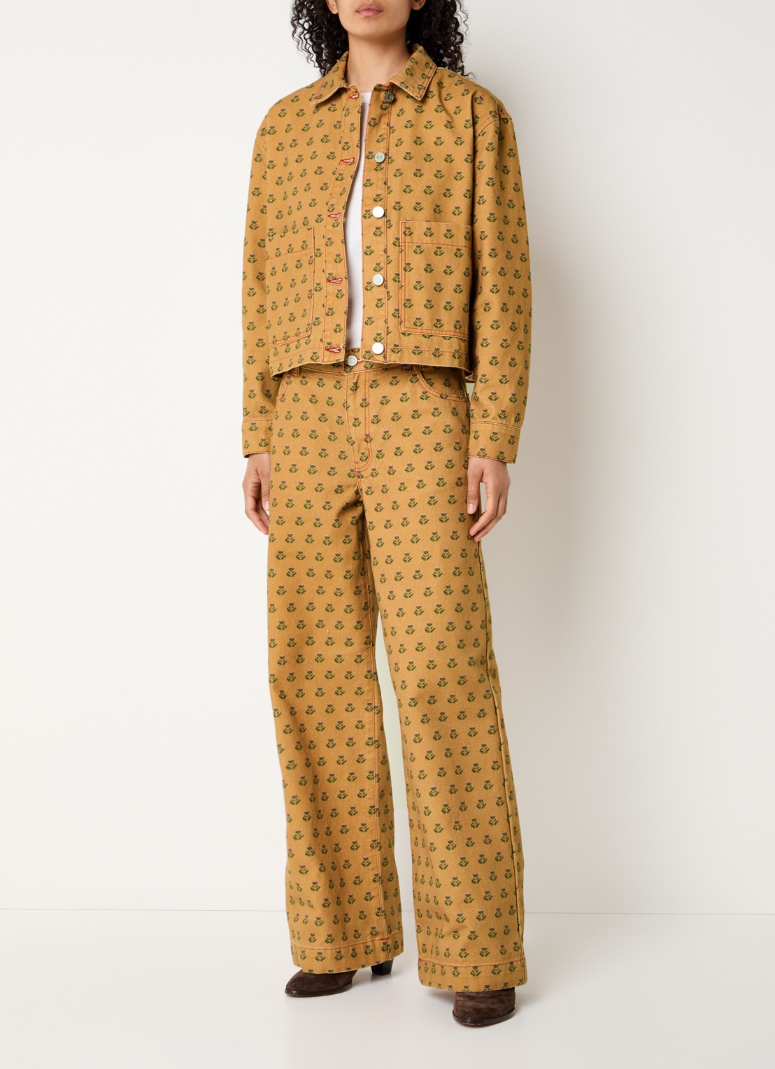 Stella Nova Overshirt met print - voorkant 3 camel