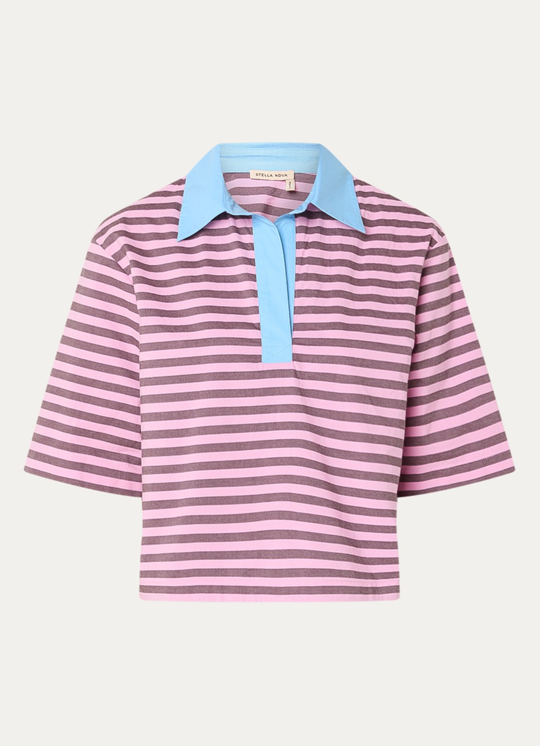 Stella Nova Polo met streepprint - voorkant 2 paars