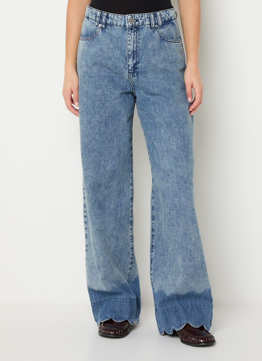 Stella Nova Scallop high waist wide fit jeans met lichte wassing - detail jeans