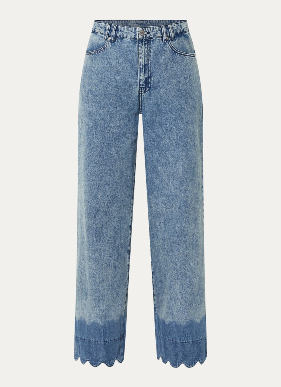 Stella Nova Scallop high waist wide fit jeans met lichte wassing - voorkant 3 jeans