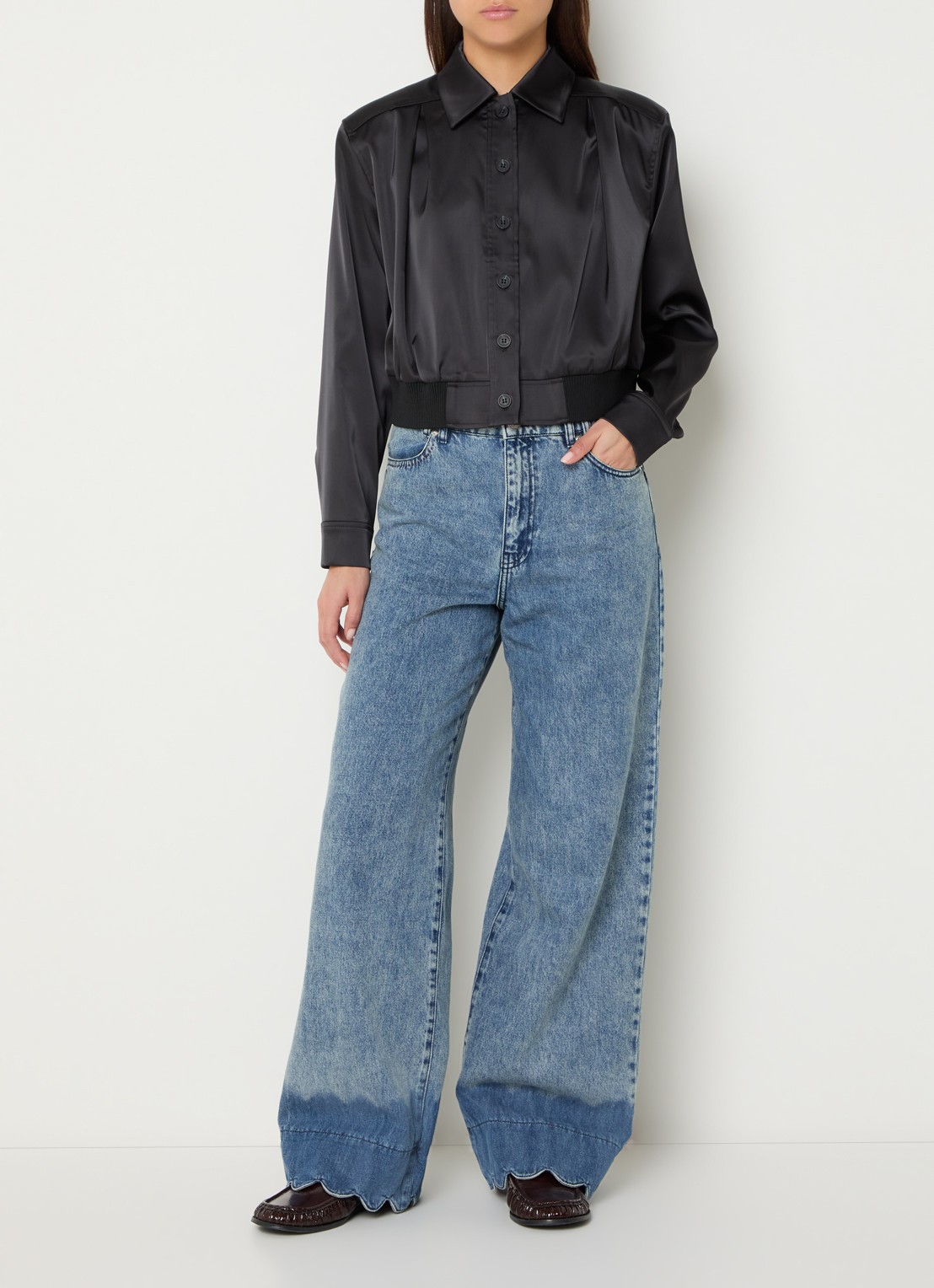Stella Nova Scallop high waist wide fit jeans met lichte wassing - voorkant 4 jeans