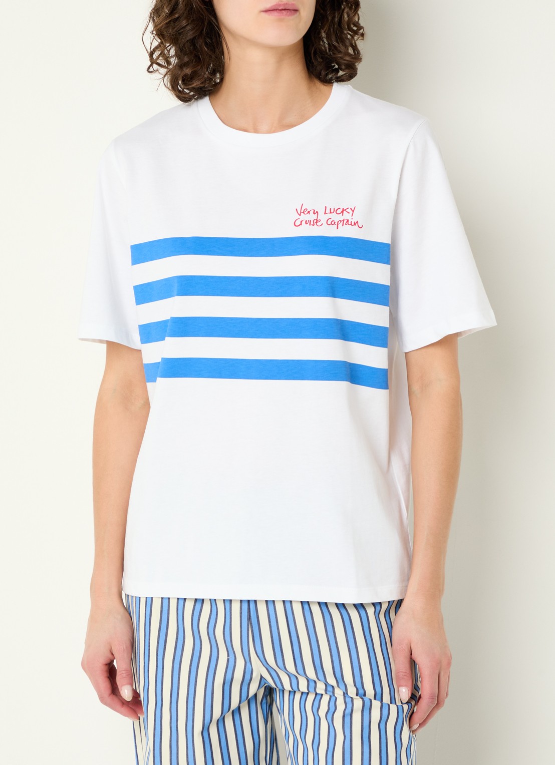 Stella Nova T-shirt met streepprint - detail 3 wit