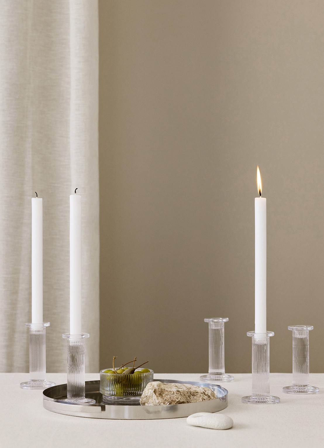 Stelton Pilastro kandelaar 13 cm set van 2 - voorkant 3 transparant