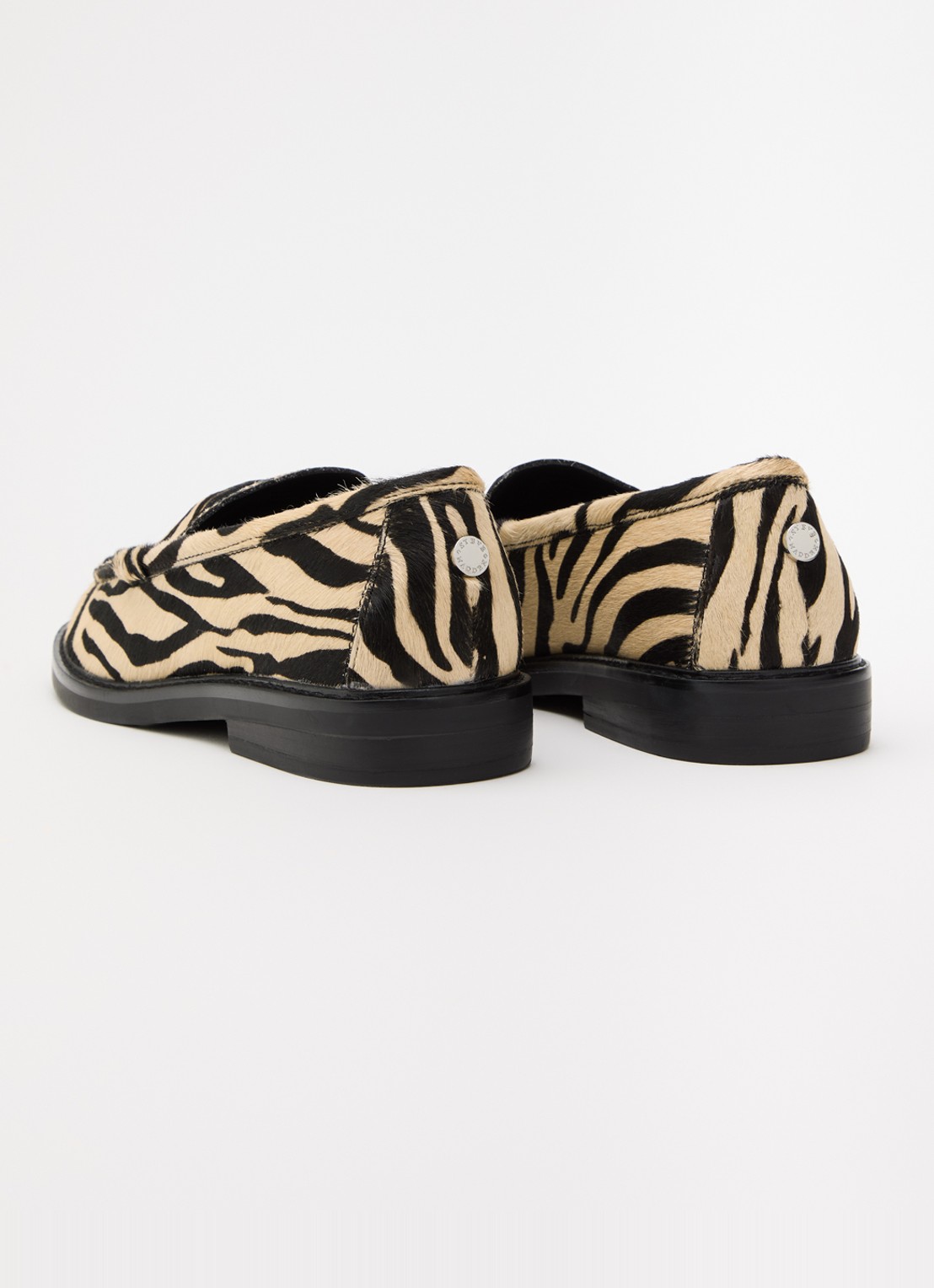 Steve Madden Adison-A loafer van leer met zebraprint - achterkant 4 creme