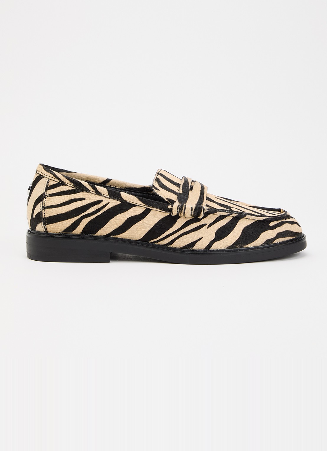 Steve Madden Adison-A loafer van leer met zebraprint - voorkant 5 creme