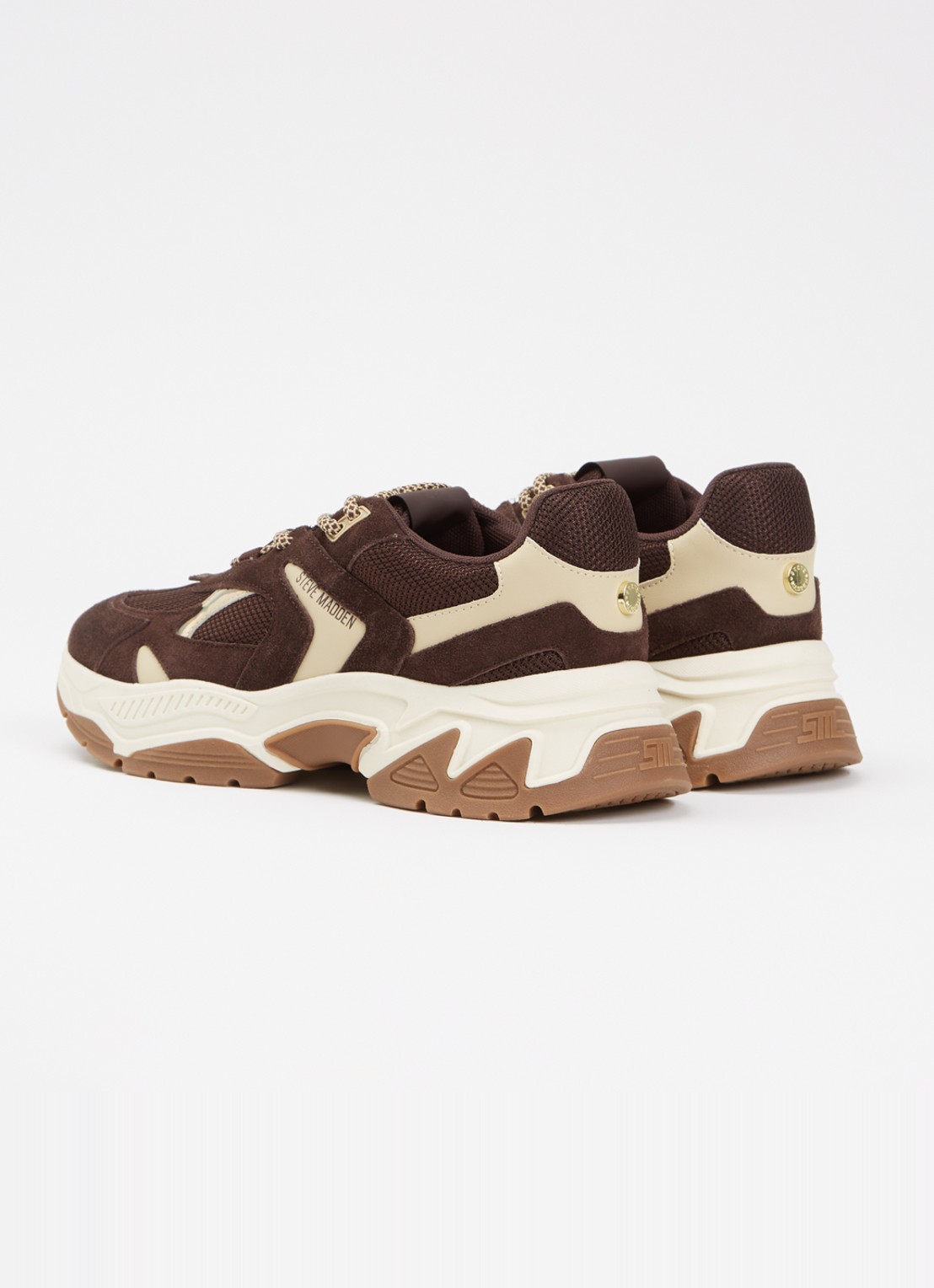 Steve Madden Ample sneaker met suède details - achterkant 4 donkerbruin