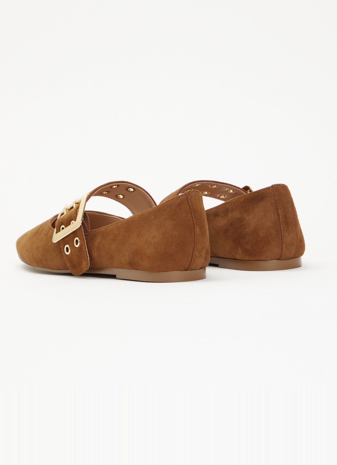 Steve Madden Atlantica ballerina van suède met gespdetail - achterkant 2 kastanjebruin
