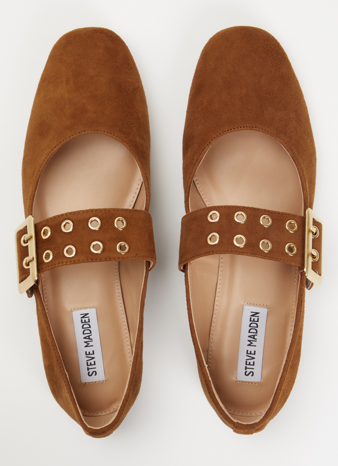 Steve Madden Atlantica ballerina van suède met gespdetail - detail 4 kastanjebruin