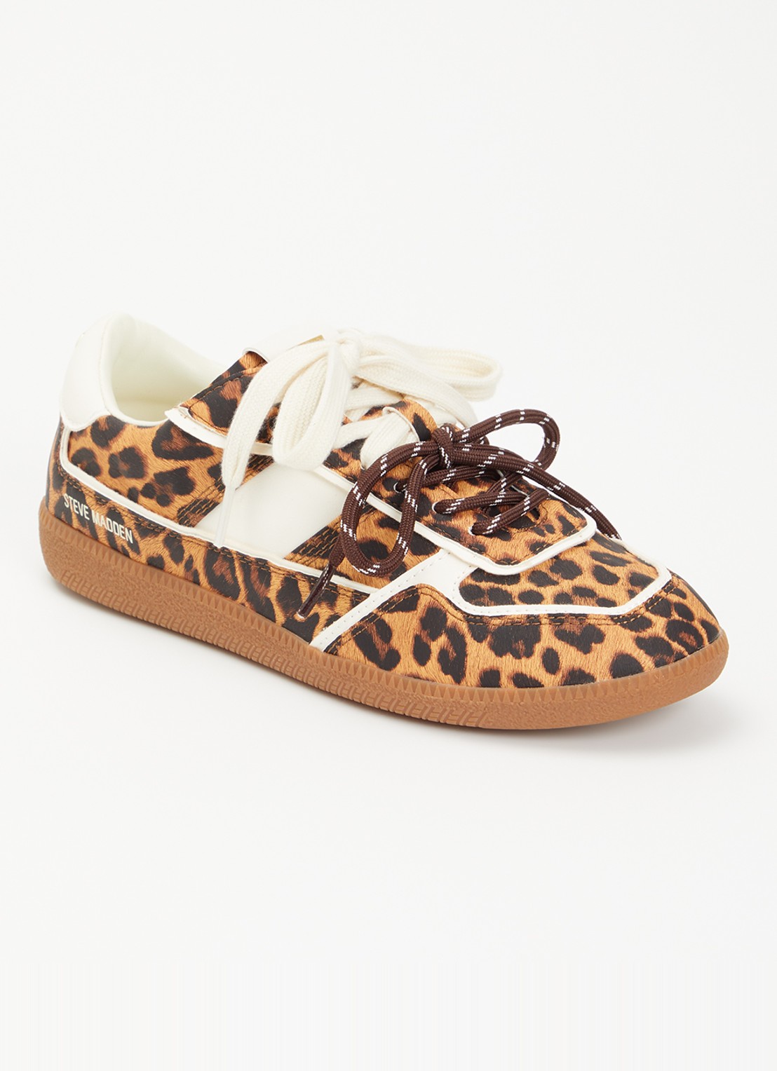 Steve Madden Augustine sneaker met panterprint - voorkant 5 camel