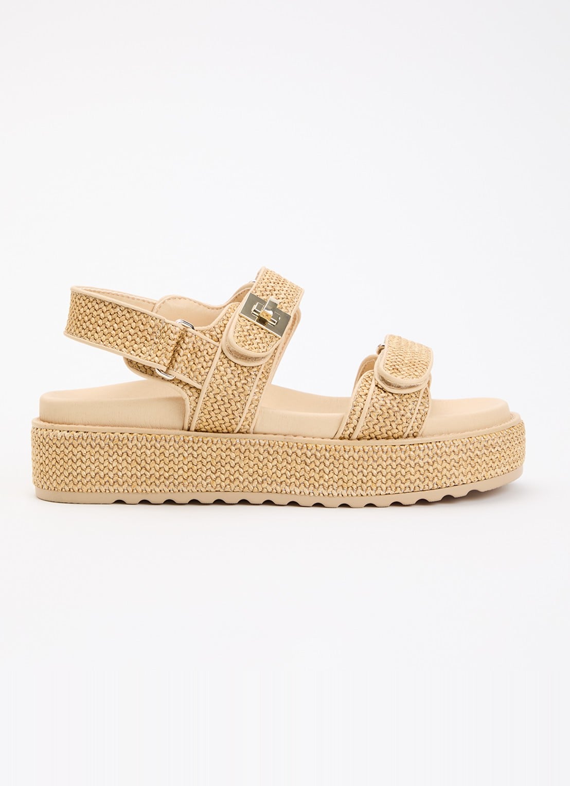 Steve Madden Bigmona sandaal van raffia - voorkant 5 beige