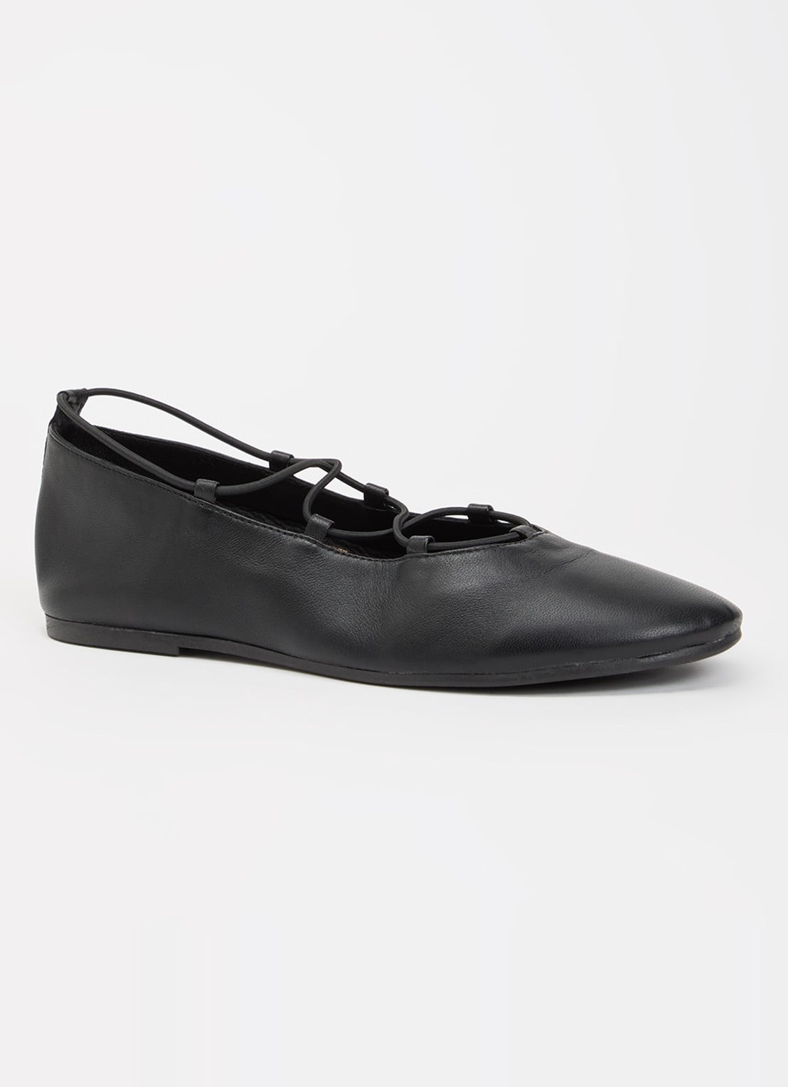 Steve Madden Bombshell ballerina van leer - voorkant zwart