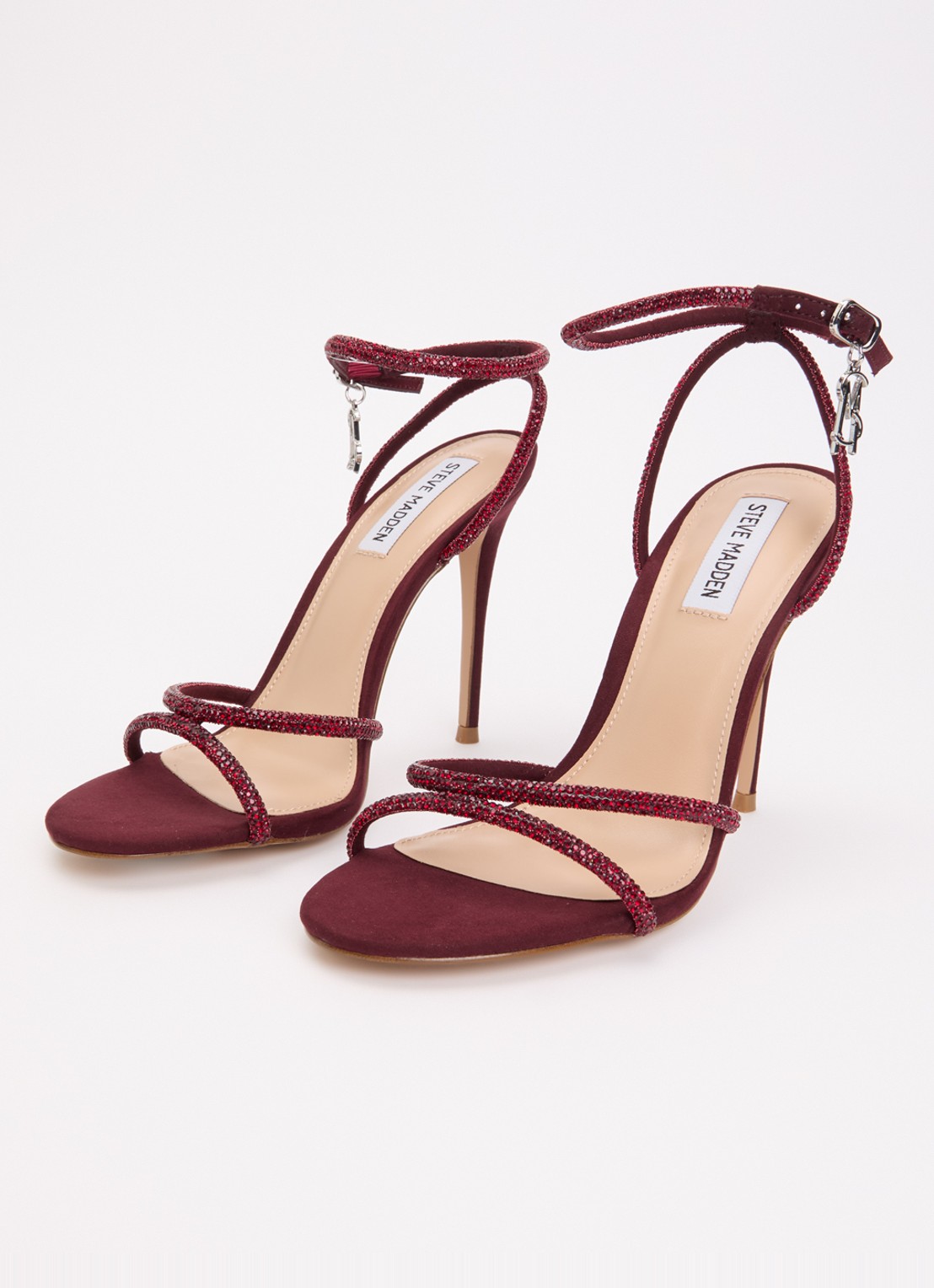 Steve Madden Bryanna sandalette met strass - detail bordeauxrood