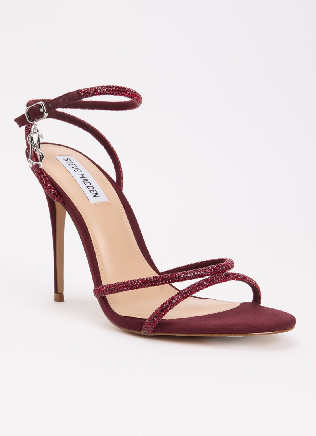 Steve Madden Bryanna sandalette met strass - voorkant 4 bordeauxrood