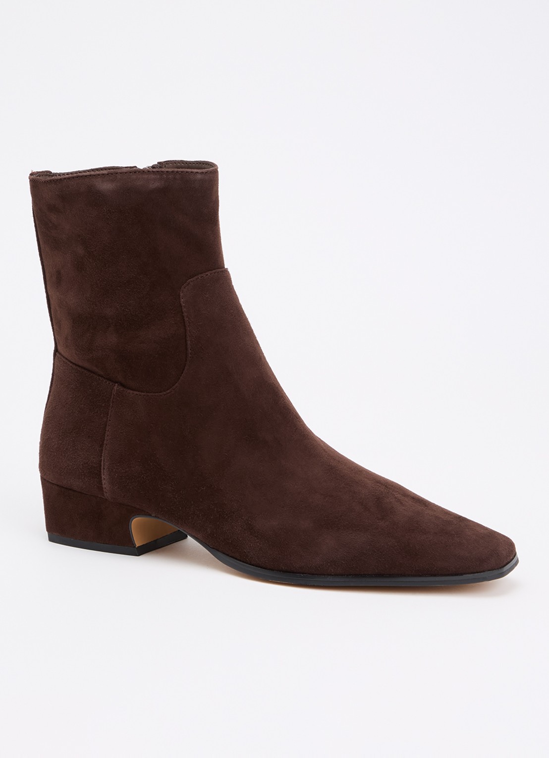Steve Madden Dusty enkellaarsje van suède - voorkant donkerbruin