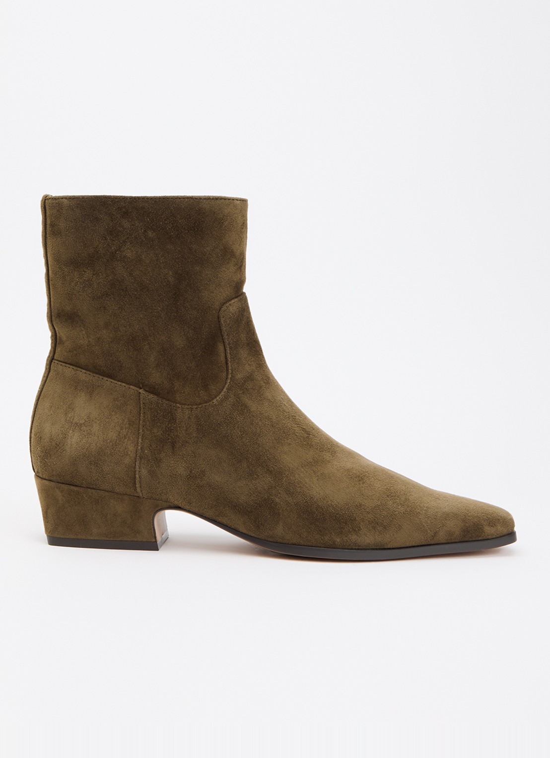Steve Madden Dusty enkellaarsje van suède - voorkant 3 olijfgroen