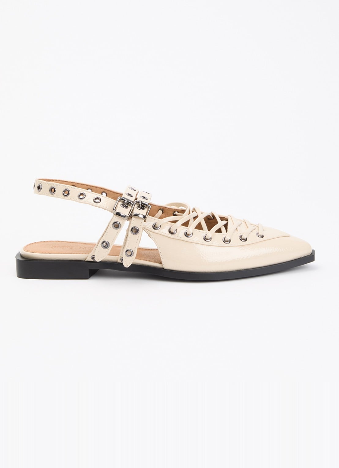 Steve Madden Galanti slingback van leer met lakfinish - voorkant 5 beige