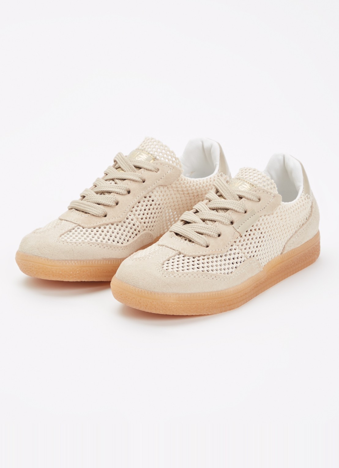 Steve Madden Jestella sneaker met suède details - voorkant 3 beige