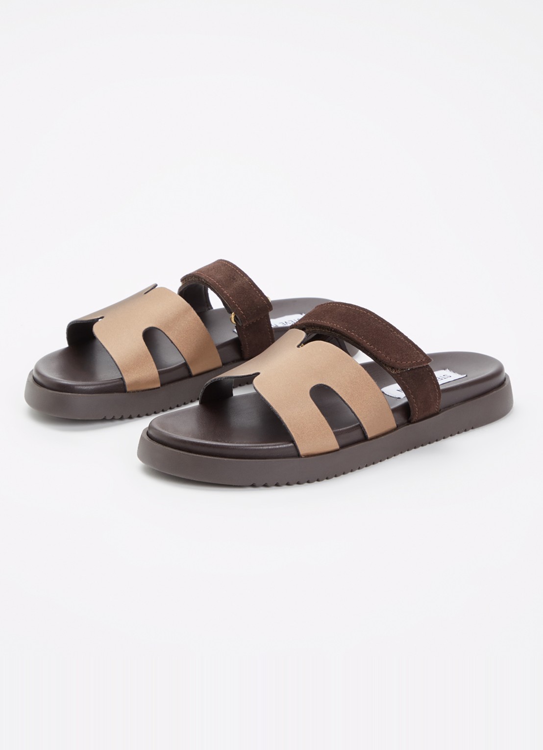 Steve Madden Jmissile sandaal met suède details - voorkant 2 brons