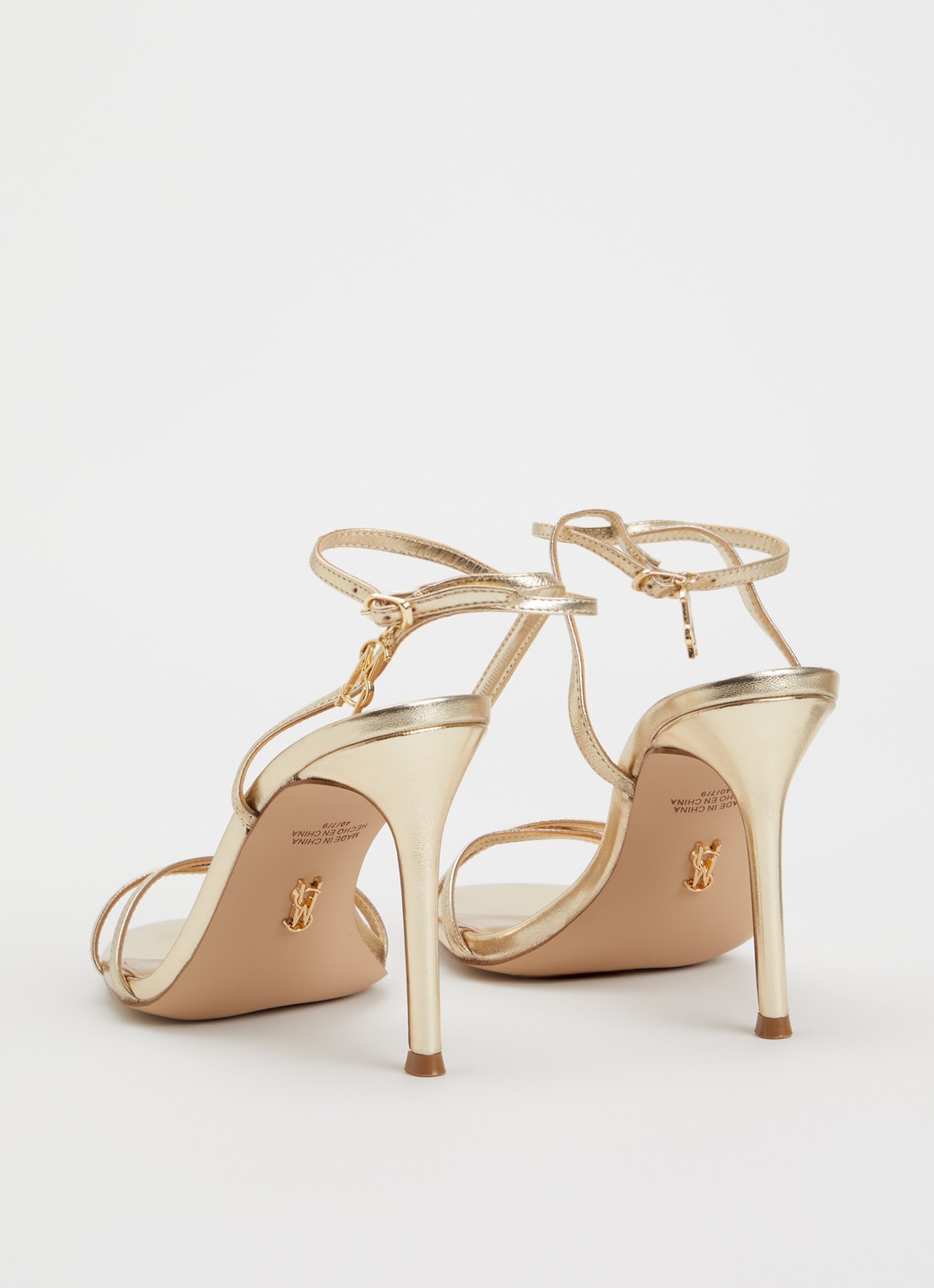 Steve Madden Jypsey-cn sandalette van leer met metallic finish - achterkant 6 goud