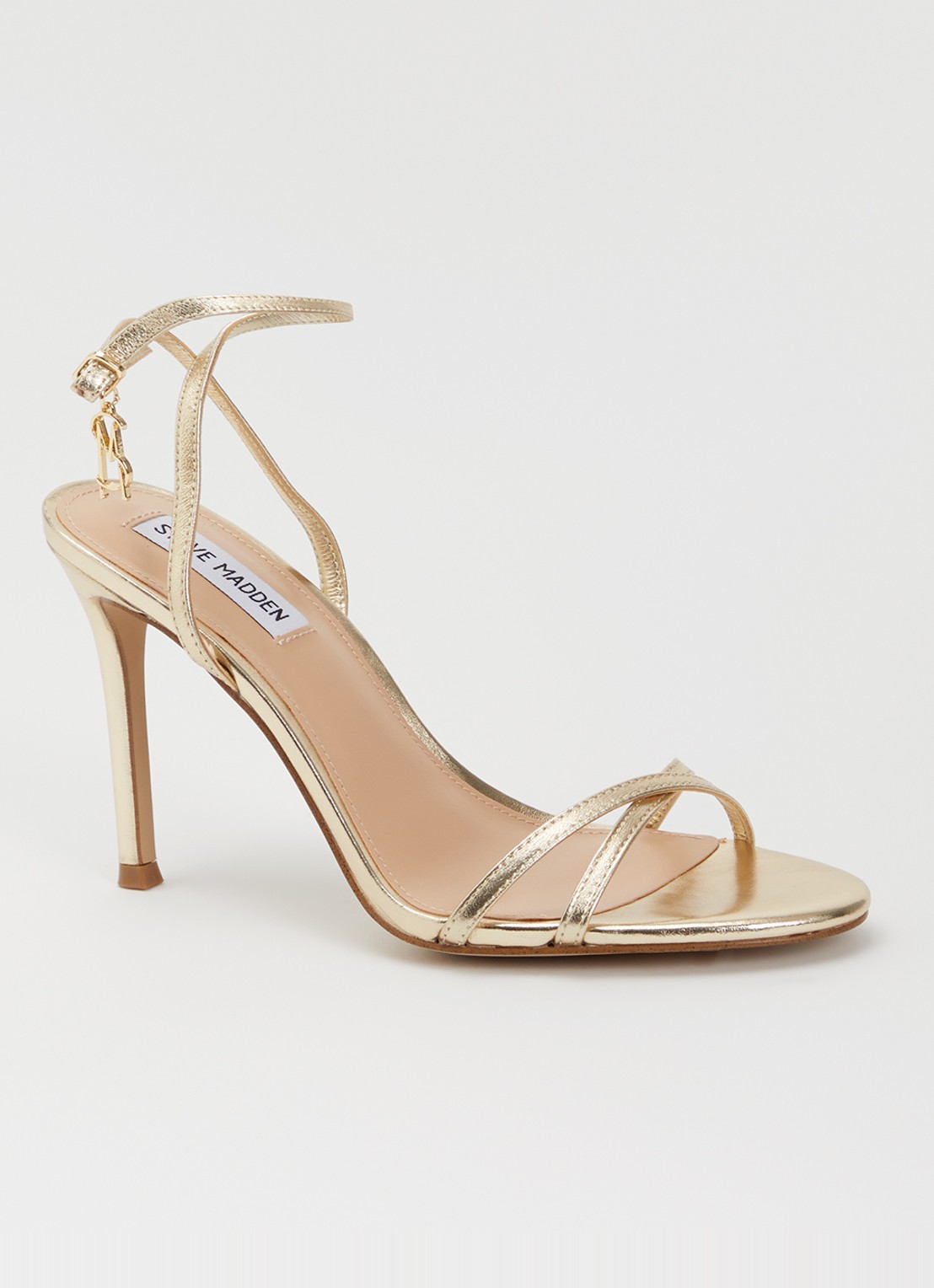 Steve Madden Jypsey-cn sandalette van leer met metallic finish - voorkant goud
