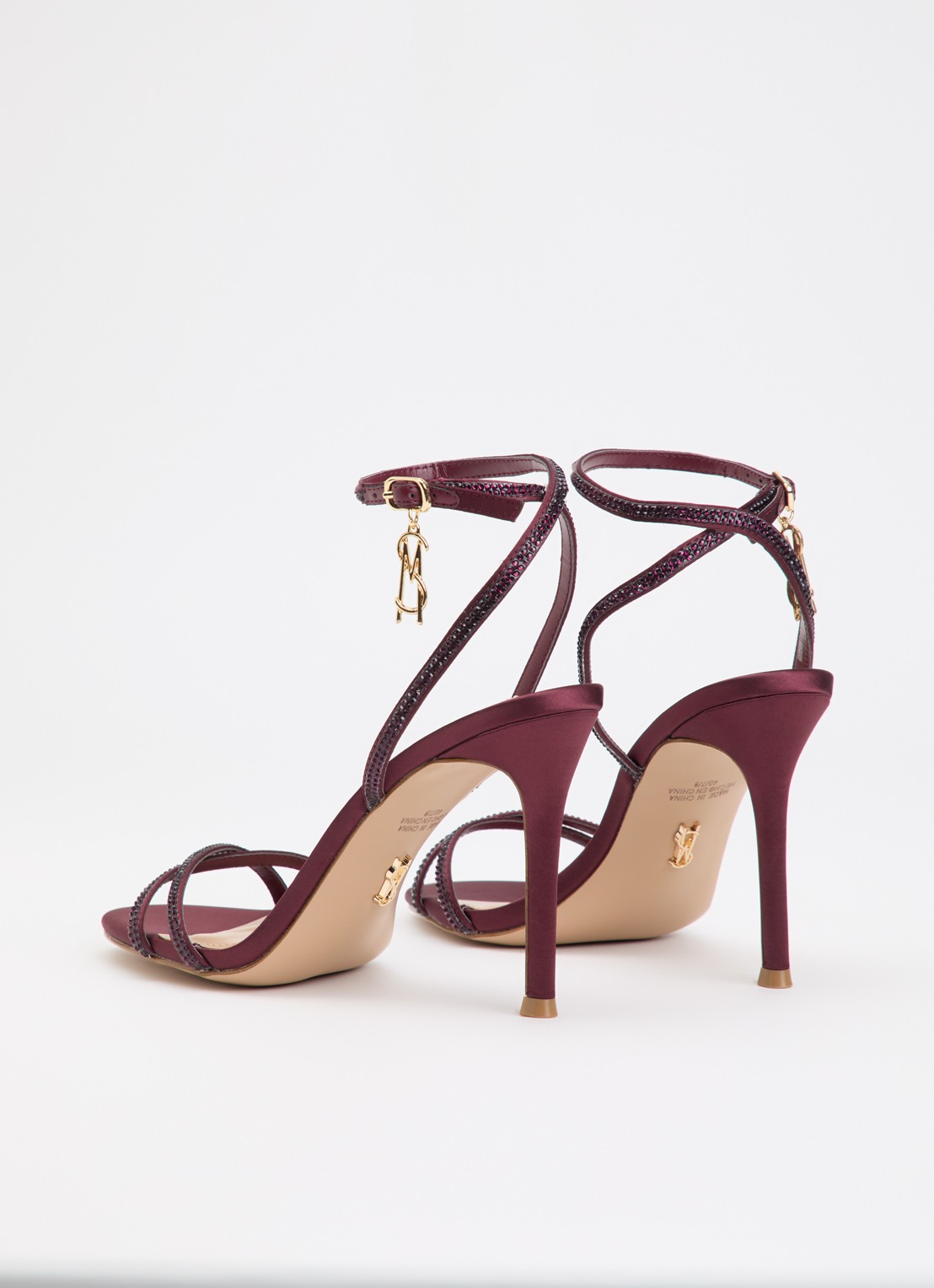 Steve Madden Jypsey sandalette met strass - achterkant 5 bordeauxrood