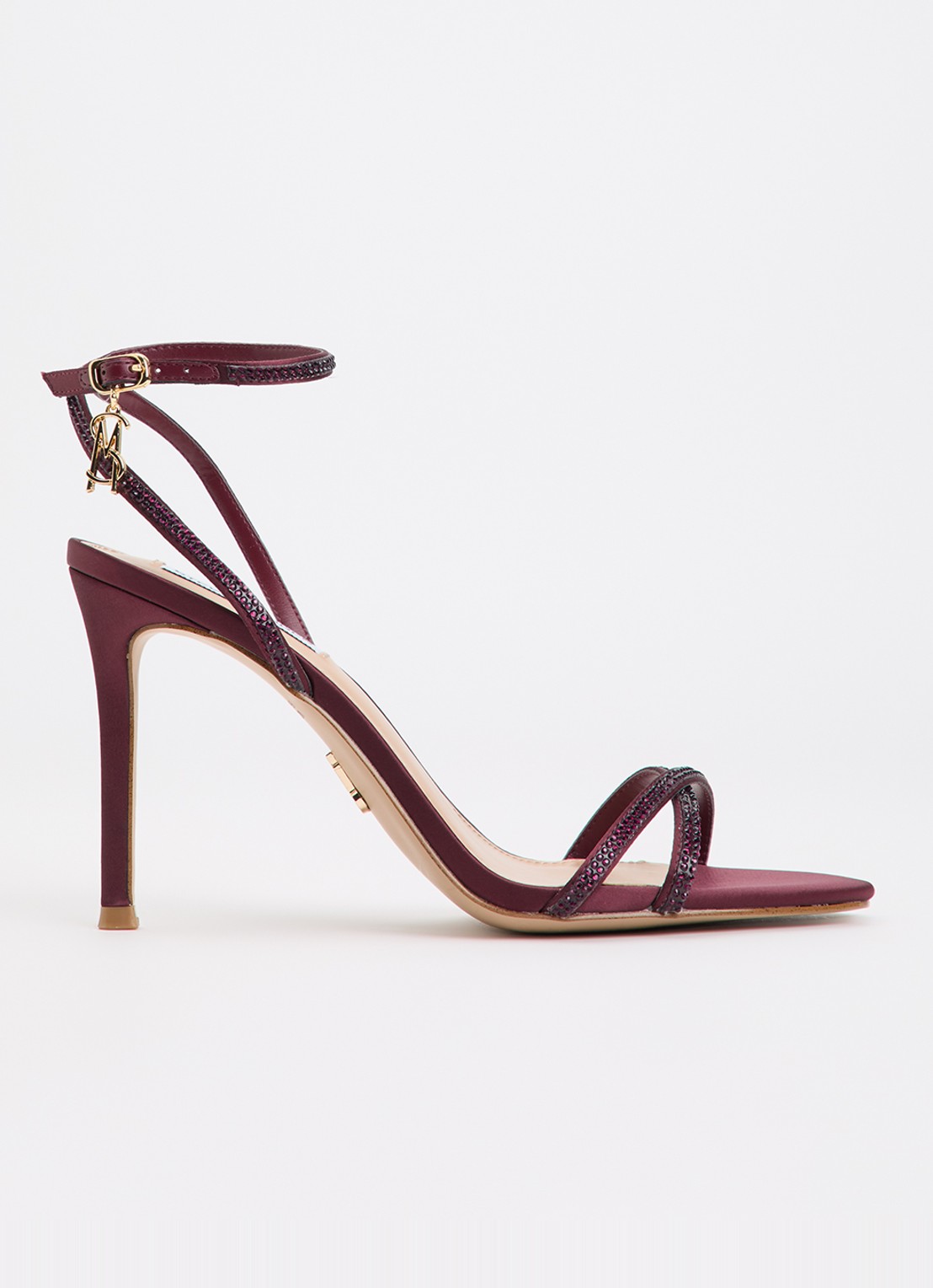 Steve Madden Jypsey sandalette met strass - voorkant bordeauxrood
