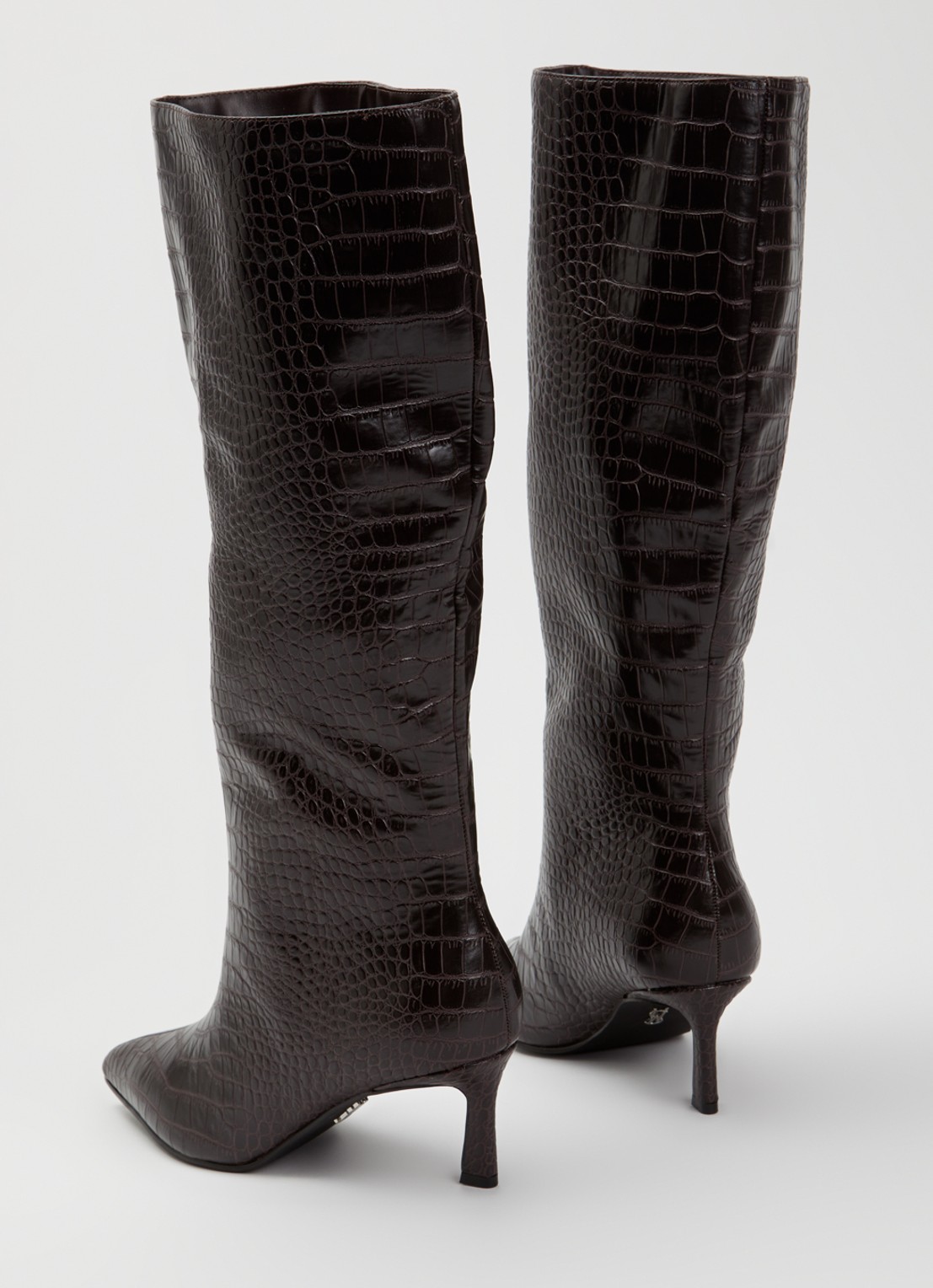 Steve Madden Lavan laars van leer met crocostructuur - achterkant aubergine