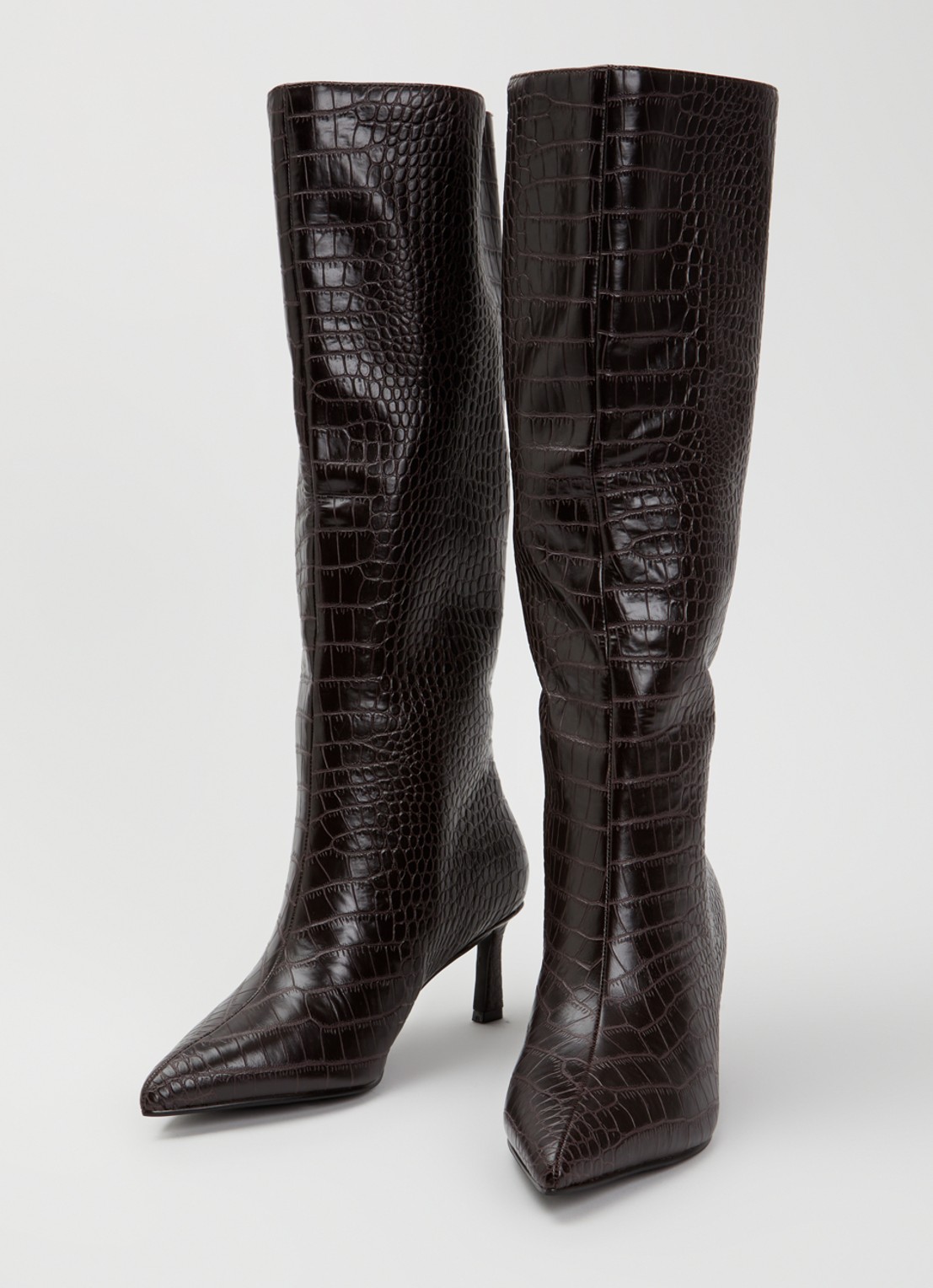 Steve Madden Lavan laars van leer met crocostructuur - detail 4 aubergine