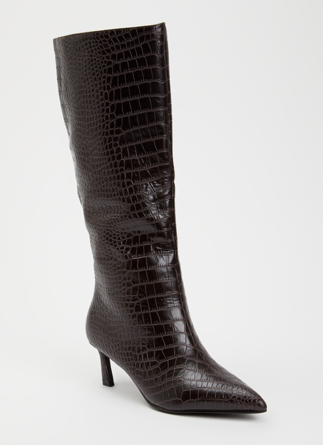 Steve Madden Lavan laars van leer met crocostructuur - voorkant 2 aubergine