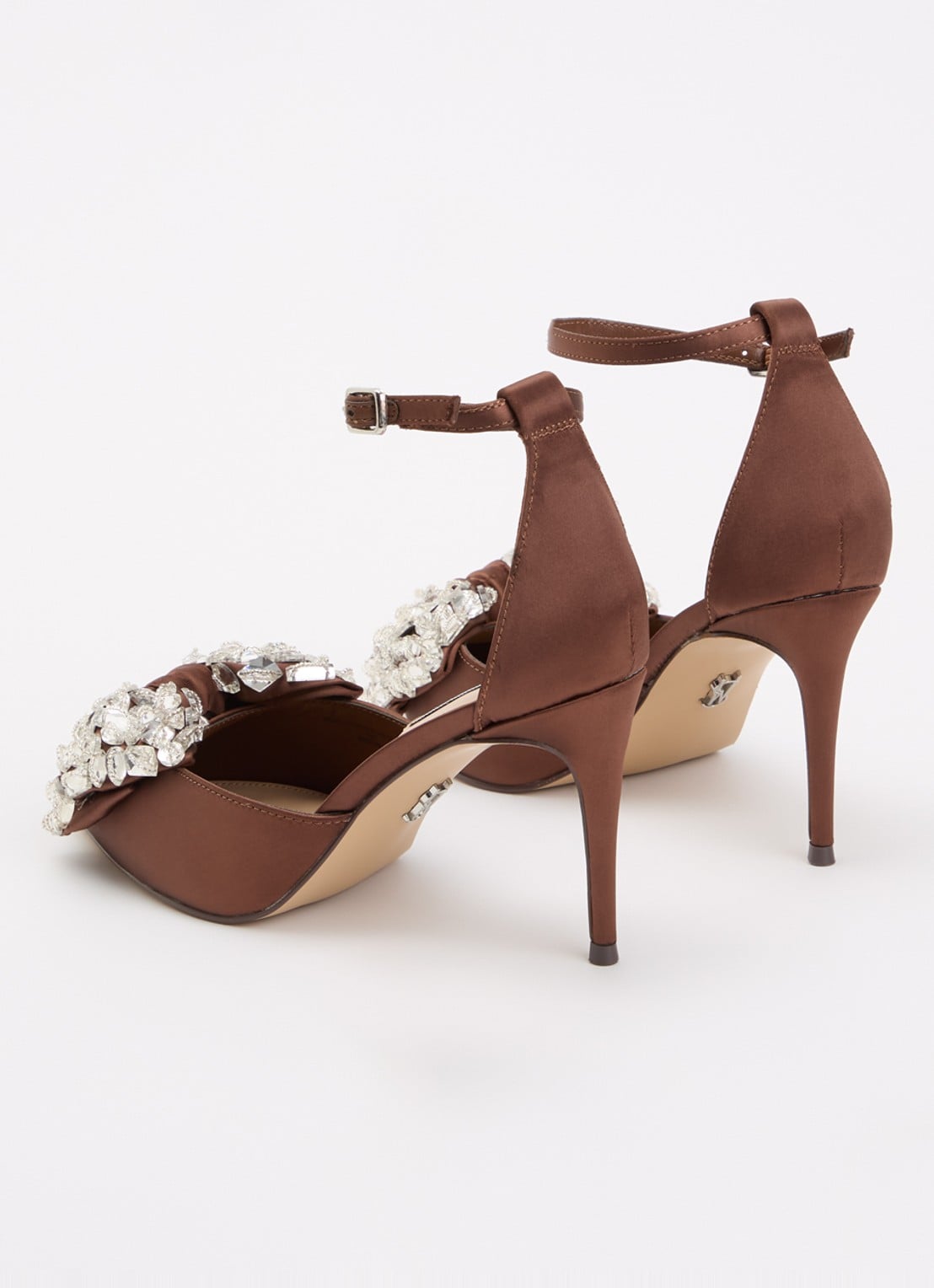 Steve Madden Lumma sandalette met strass en strik detail - achterkant bruin