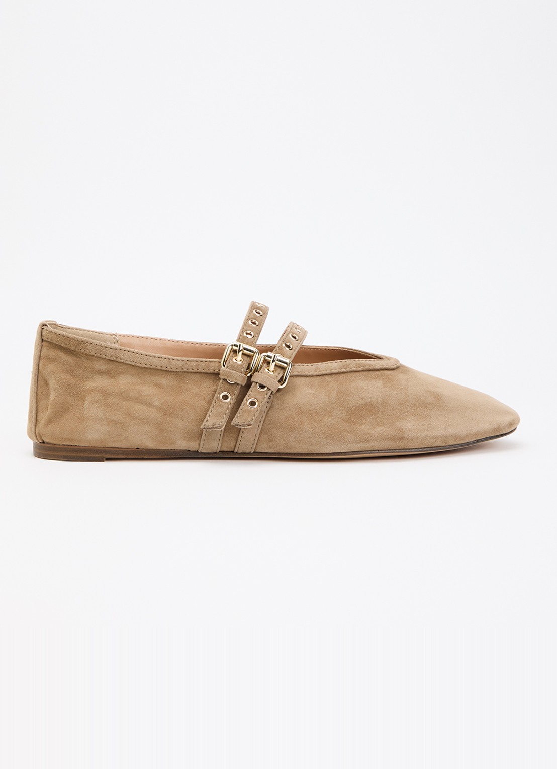 Steve Madden Lydia ballerina van suède - voorkant 4 beige
