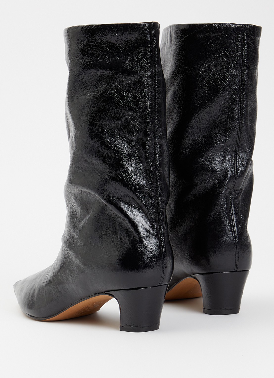 Steve Madden Lytton enkellaarsje van leer met lakfinish - achterkant zwart