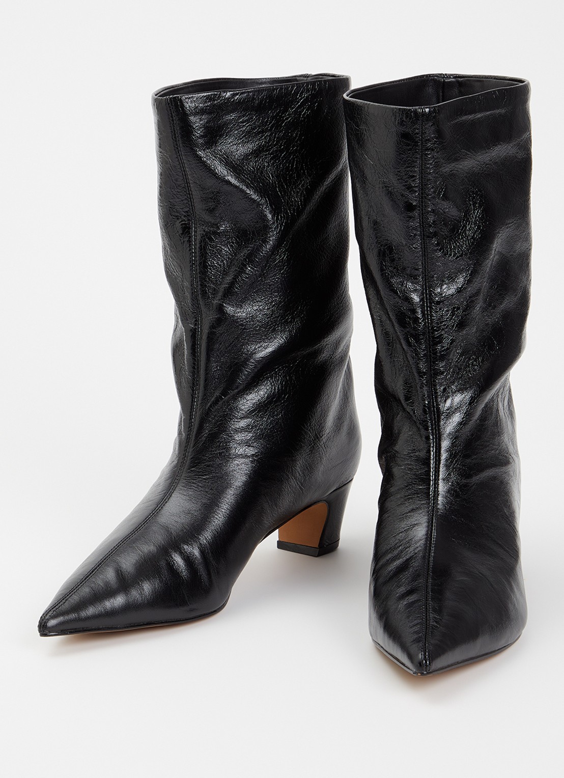 Steve Madden Lytton enkellaarsje van leer met lakfinish - detail 3 zwart