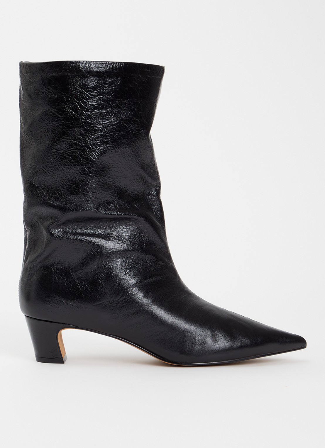 Steve Madden Lytton enkellaarsje van leer met lakfinish - voorkant 2 zwart