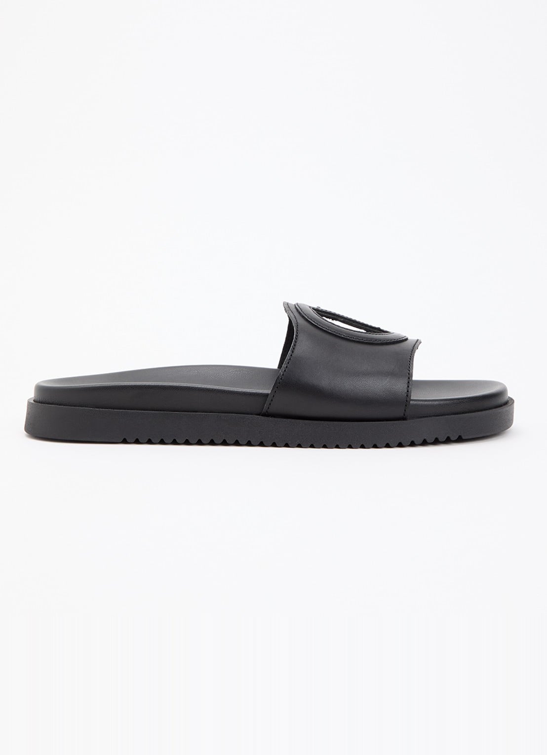 Steve Madden Mayke slipper van leer - voorkant 2 zwart