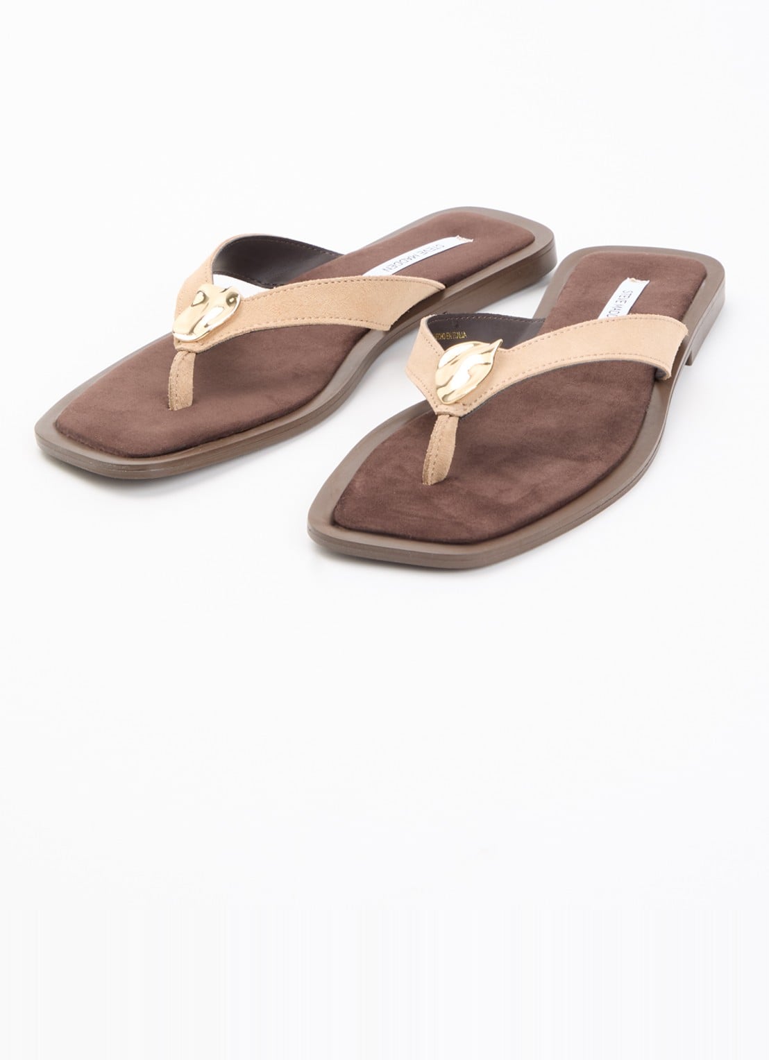 Steve Madden Meira slipper van suède - detail lichtbruin