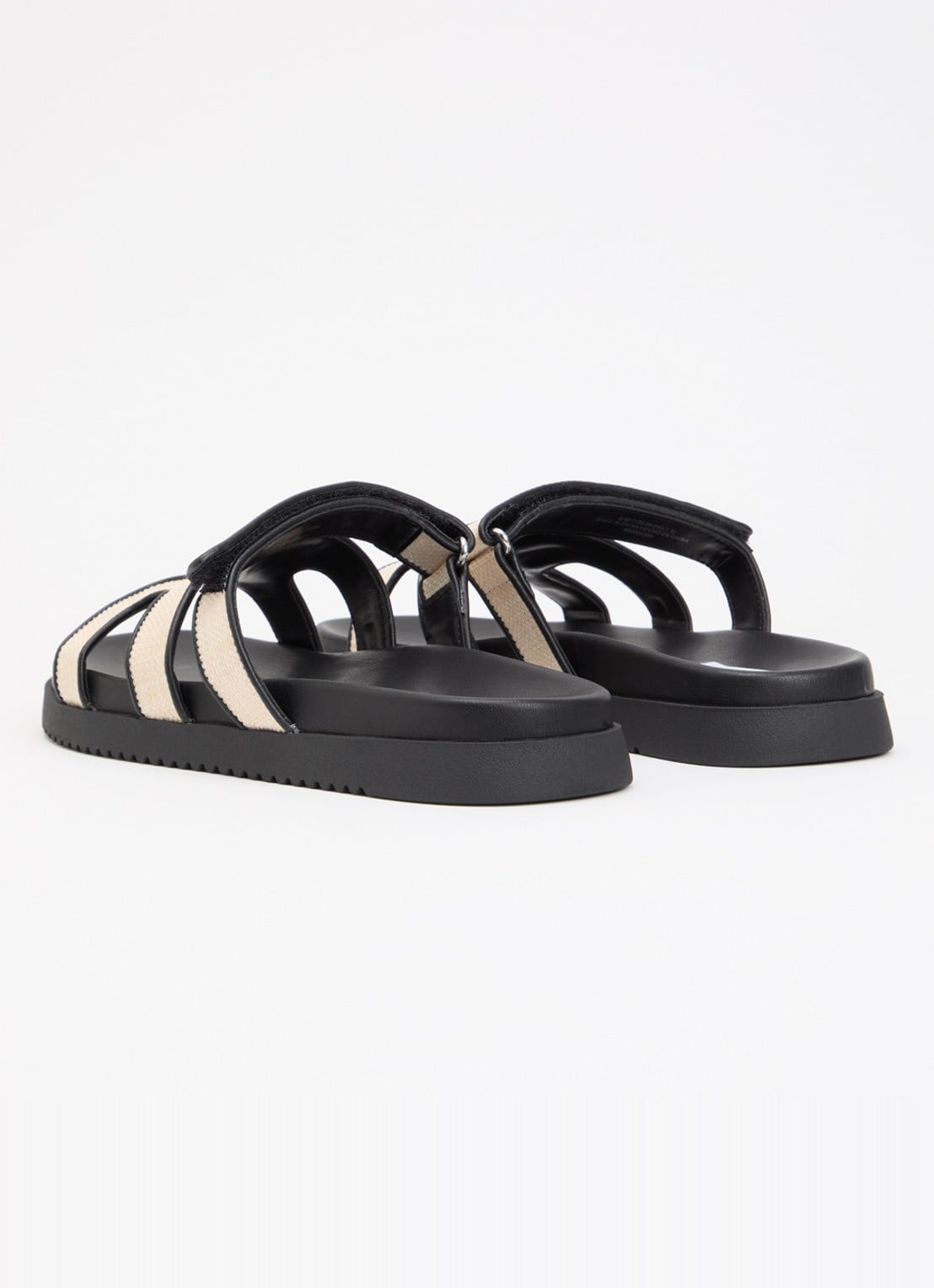 Steve Madden Missile-E slipper van raffia - achterkant zwart