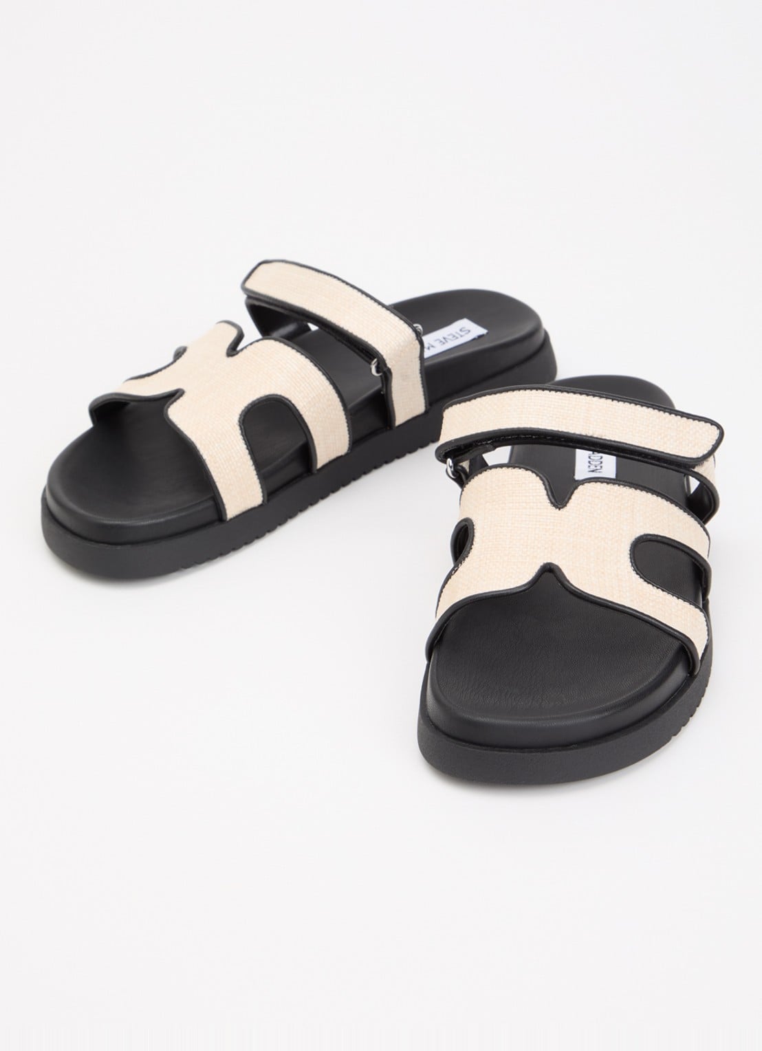 Steve Madden Missile-E slipper van raffia - detail 2 zwart
