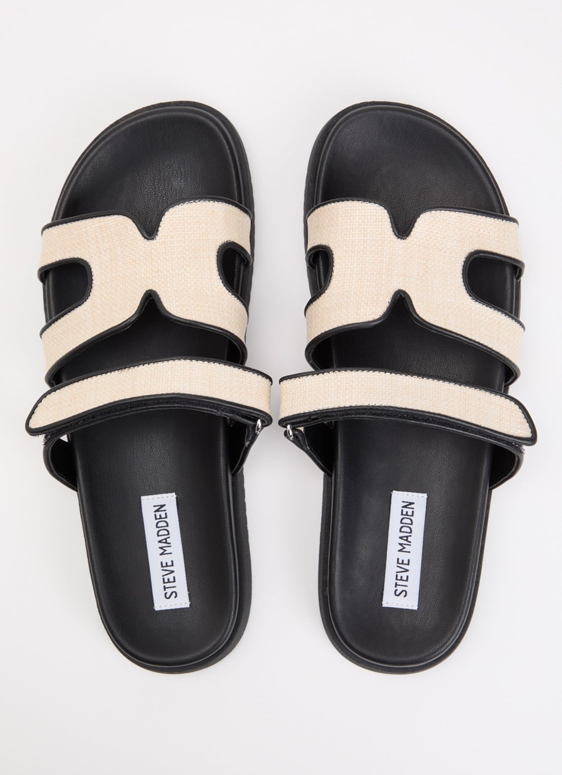 Steve Madden Missile-E slipper van raffia - detail 3 zwart