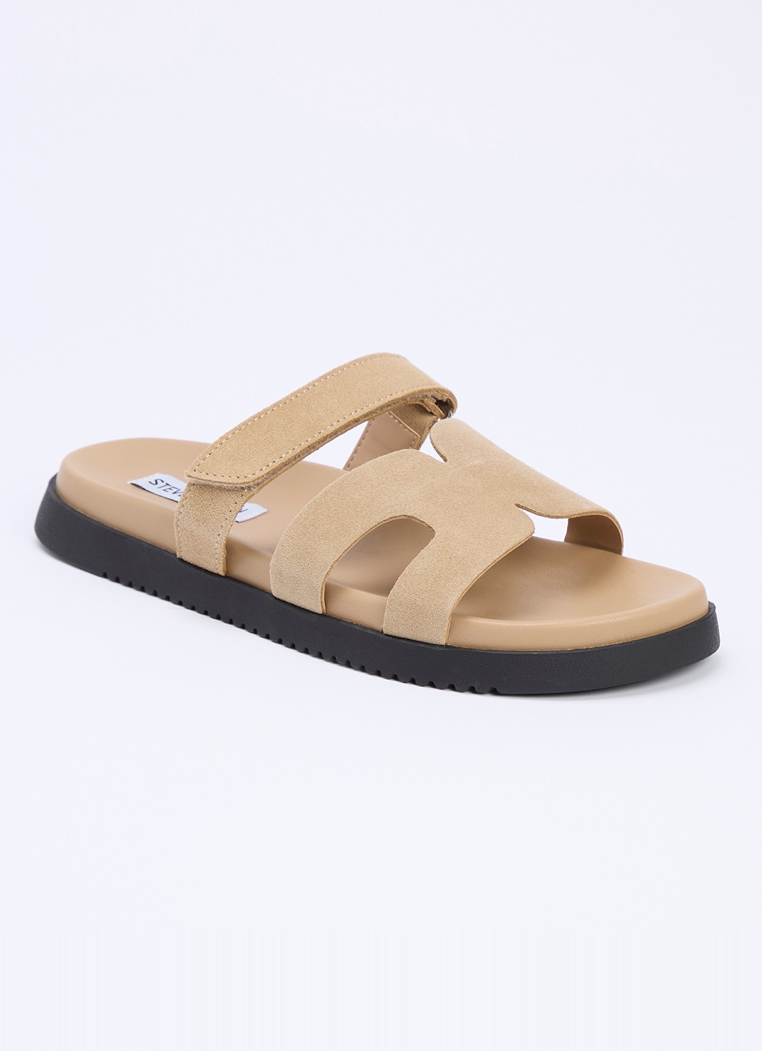 Steve Madden Missile slipper van suède - voorkant 5 khaki