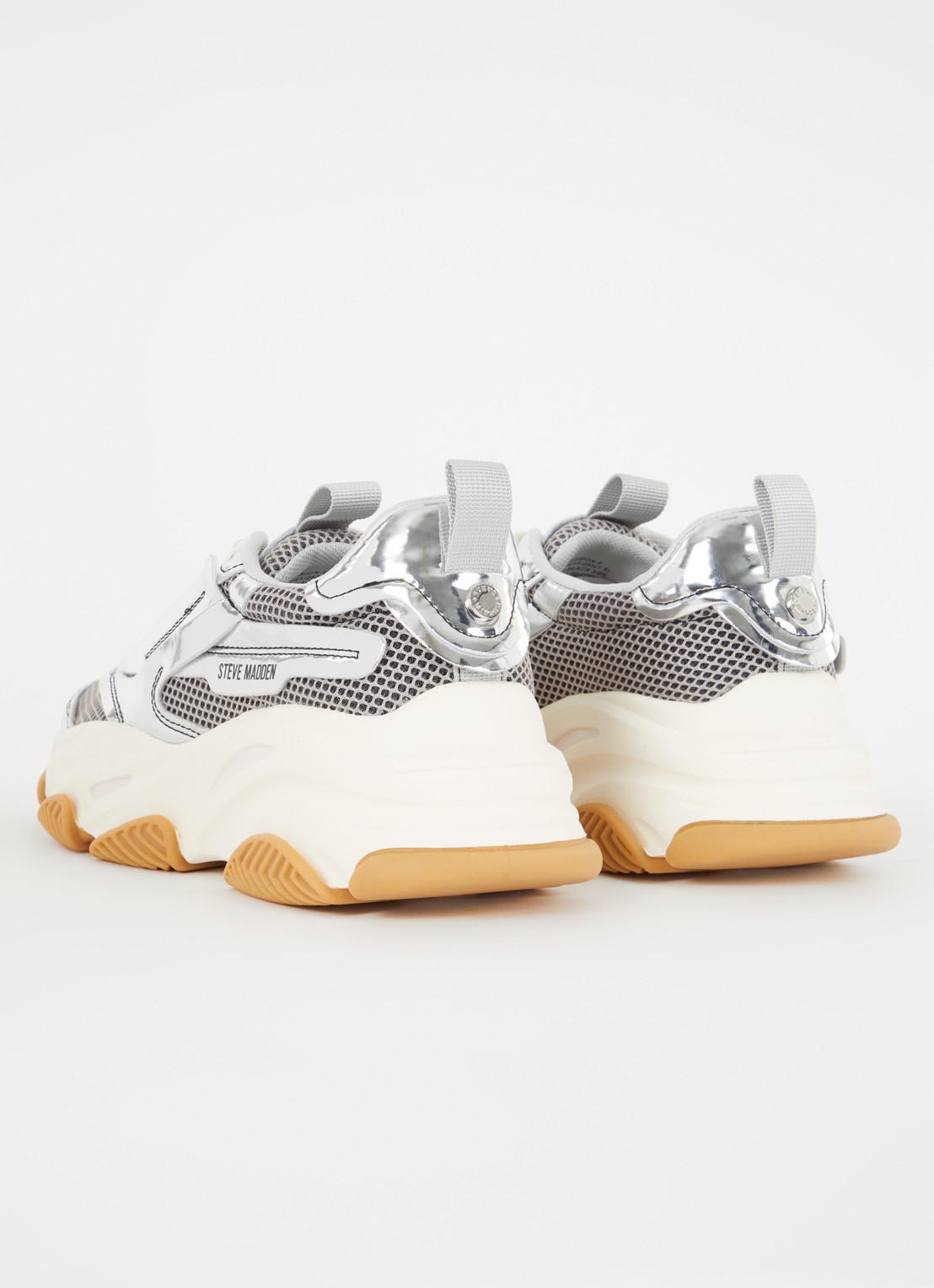 Steve Madden Possession-E sneaker met mesh detail  - achterkant 4 zilver